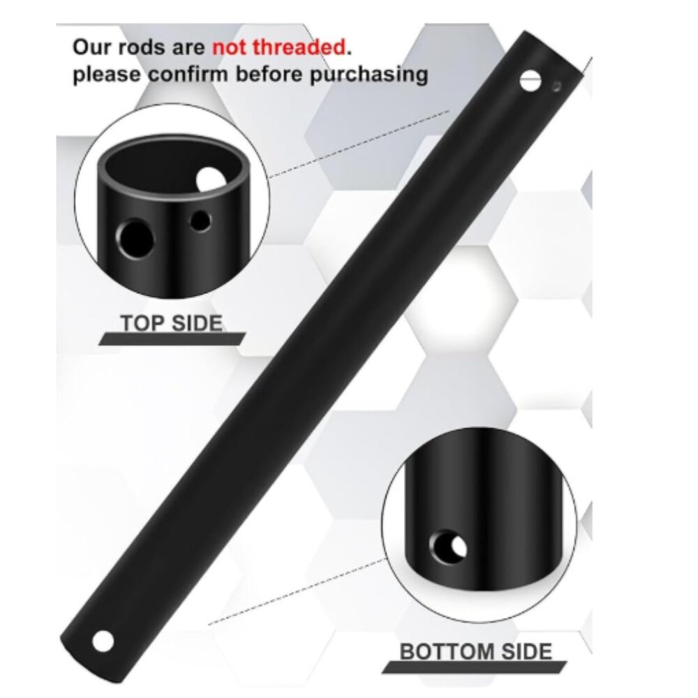 Share 24 Inch Ceiling Fan‎ Extension Rod, 1" Outer Diameter Matte Black Ceiling
